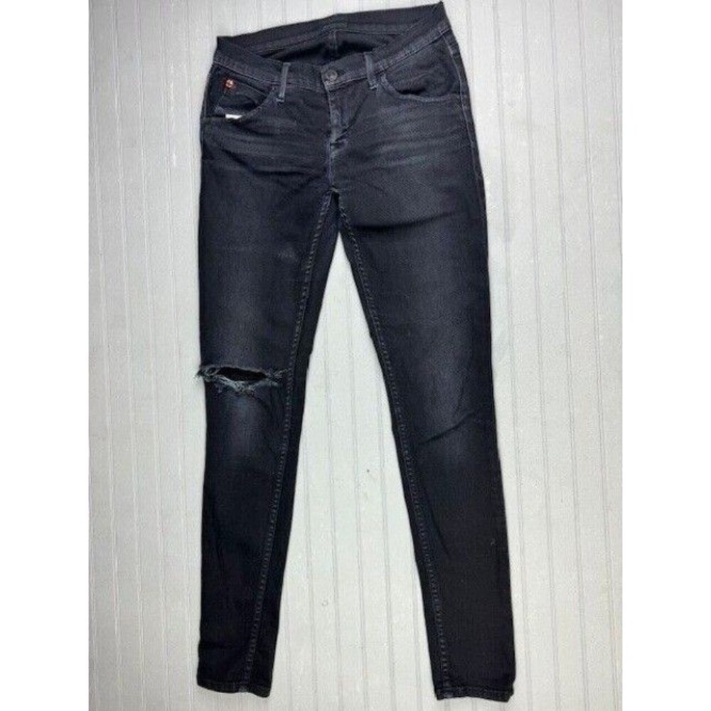 Hudson Size 25 Women Jeans Black Lydia Mid Rise Flap SPR Skinny Low Rise Stretch